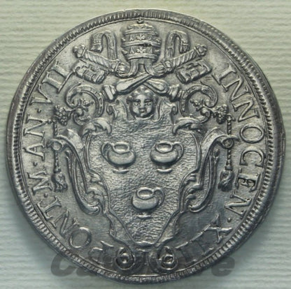 5489 - Roma Innocenzo XII 1/2 Piastra Ag 1698 -R-